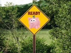 ready sign with piggybank